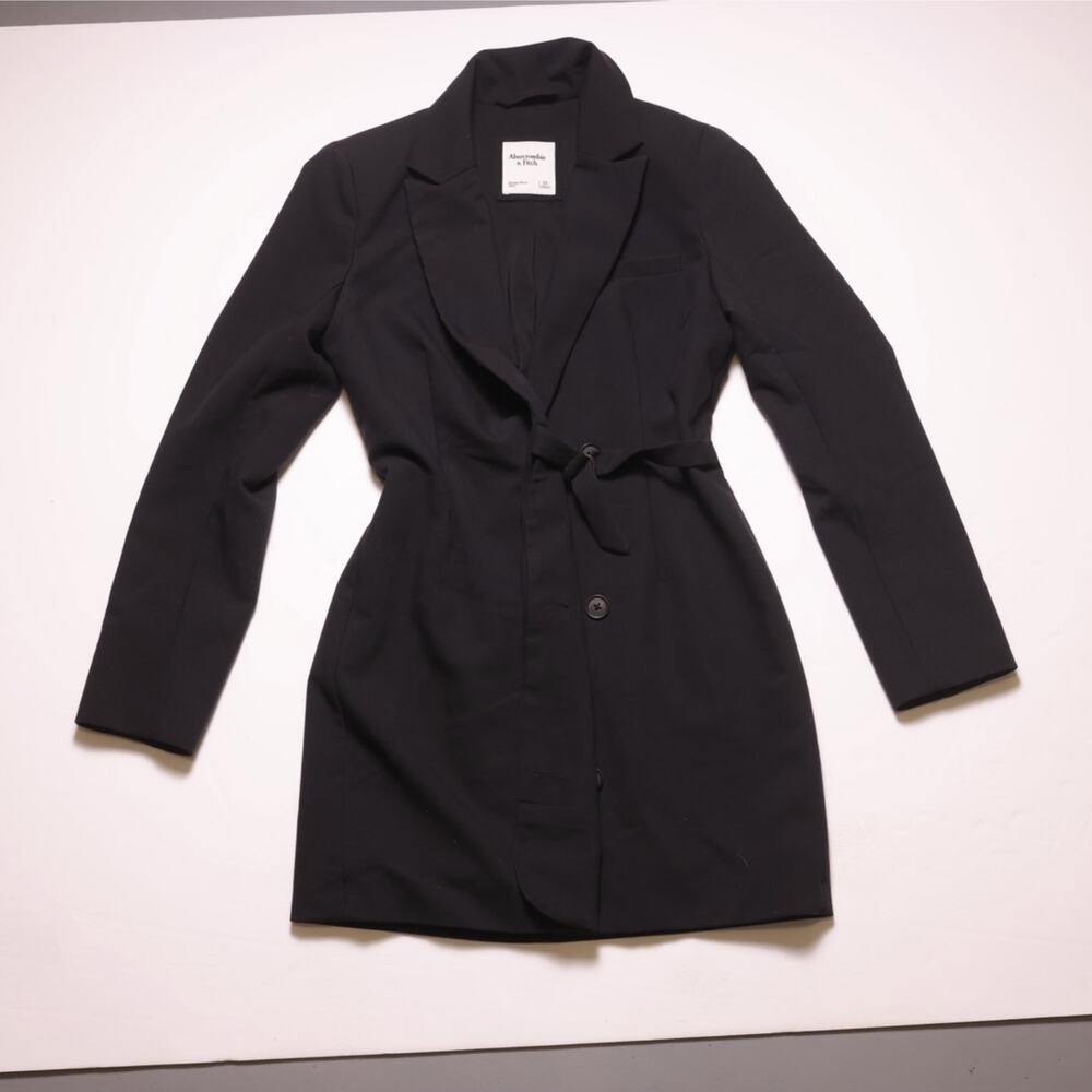 Abercrombie & Fitch Black Blazer Mini Dress XS Tailored Button Front Chic